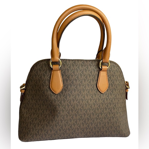 MICHAEL KORS Veronica Medium Brown/Acorn Logo Dome Satchel - Picture 2 of 5